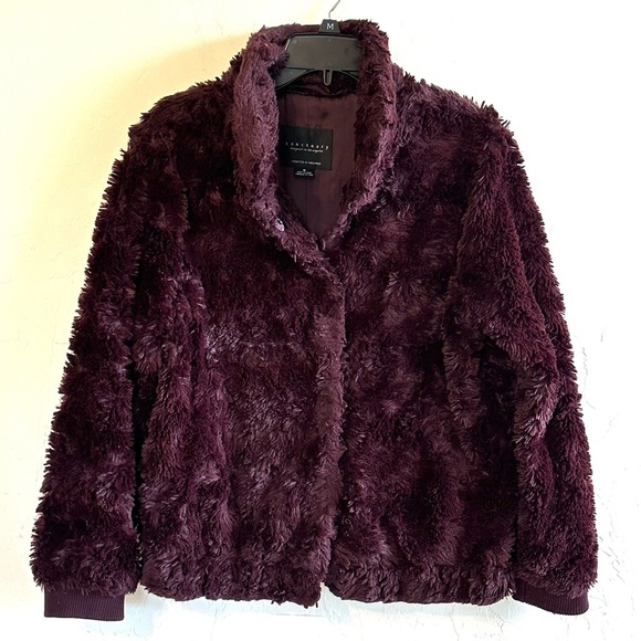 Sanctuary Jackets & Blazers - Anthropologie Sanctuary Mock Neck Shiraz (Purple) Faux Fur Teddy Jacket Sz M